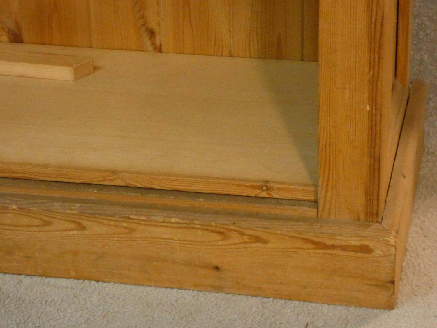 A Victorian style pine dwarf open bookcase. H.87 W.101 D.37cm - Image 4 of 4