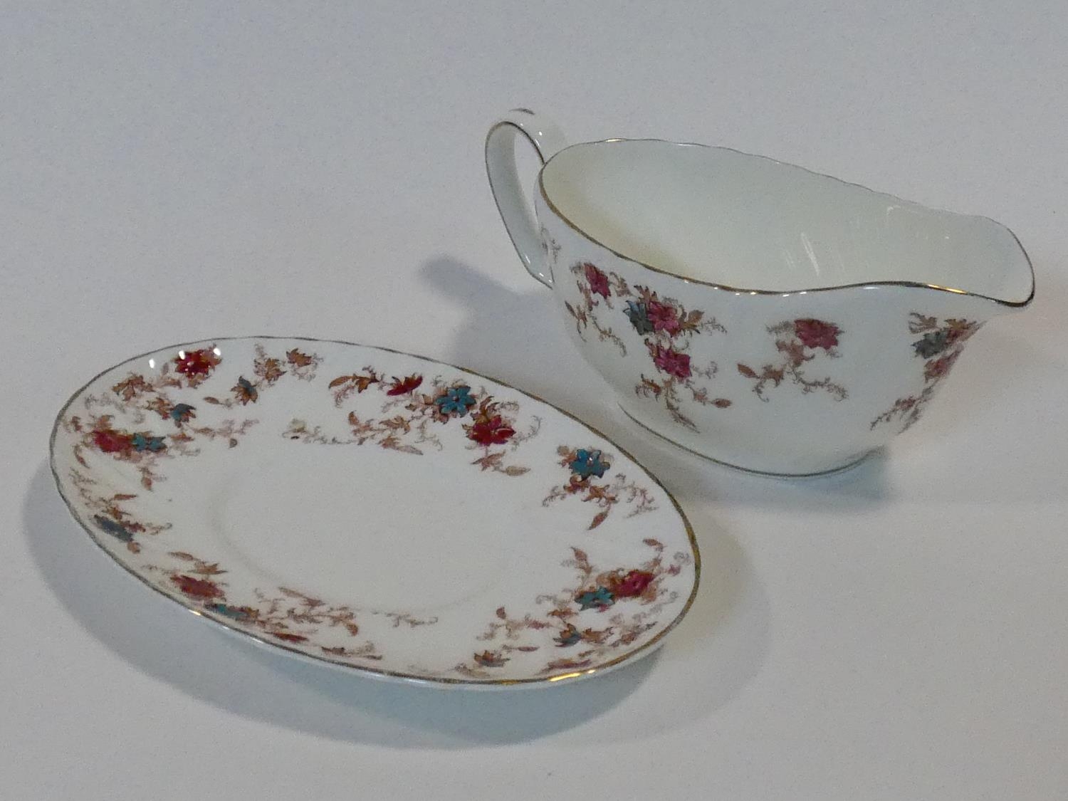 A Mintons Ancestral pattern hand painted porcelain part dinner service, five dinner plates, side - Image 20 of 27
