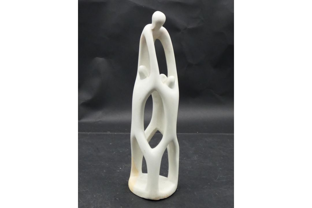 A collection of three carved and pierced soapstone figure groups. H.29cm - Image 2 of 9