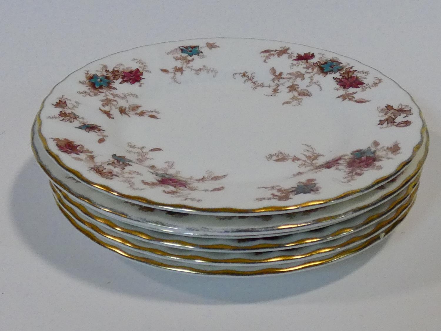 A Mintons Ancestral pattern hand painted porcelain part dinner service, five dinner plates, side - Image 14 of 27