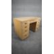A mid century vintage limed oak pedestal desk with two banks of drawers and central frieze drawer - Image 3 of 9