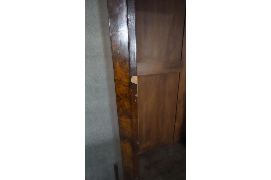 A mid century early Georgian style burr walnut wardrobe with panel door enclosing hanging space on - Image 6 of 10