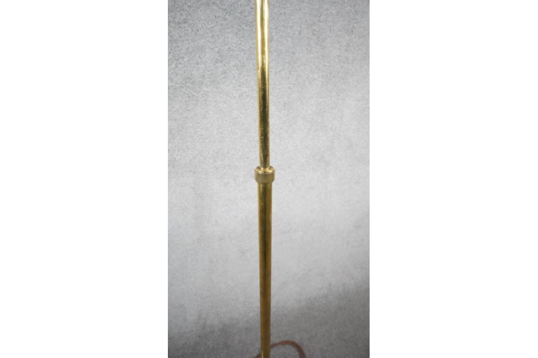 A vintage solid brass candle design height adjustable standard lamp with ridged circular base. H.167 - Image 3 of 6
