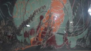 Elyse Ashe Lord (1900-1971) A large framed and glazed hand coloured pastel over dry point etching by