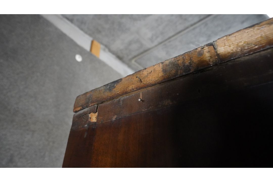 A mid century early Georgian style burr walnut wardrobe with panel door enclosing hanging space on - Image 10 of 10