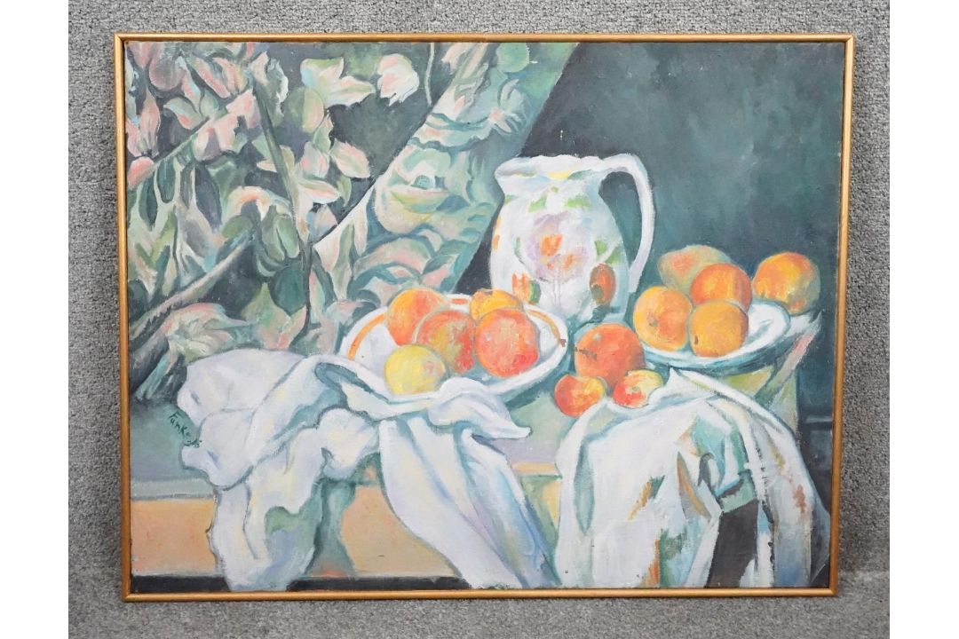 A framed still life oil on canvas, signed Funke and dated. H.59 W.75 - Image 2 of 5