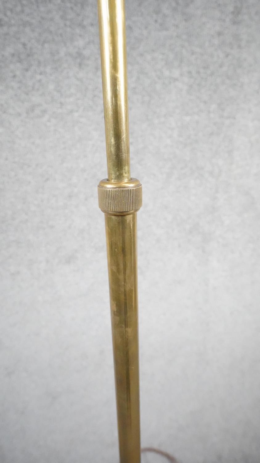 A vintage solid brass candle design height adjustable standard lamp with ridged circular base. - Image 3 of 6