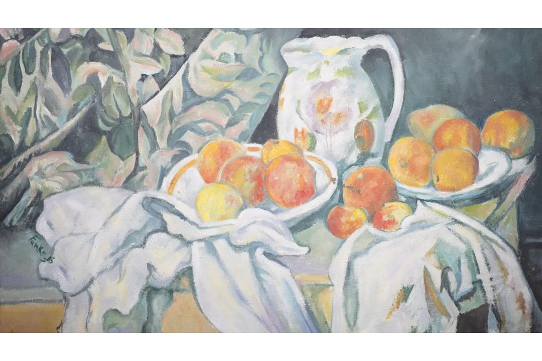 A framed still life oil on canvas, signed Funke and dated. H.59 W.75 - Image 1 of 5