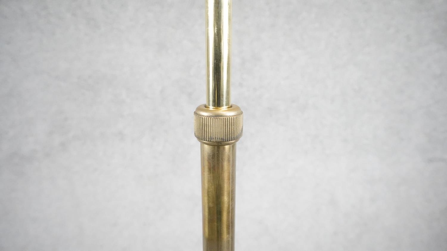 A vintage solid brass height adjustable arched design standard lamp with weighted circular base - Image 4 of 7