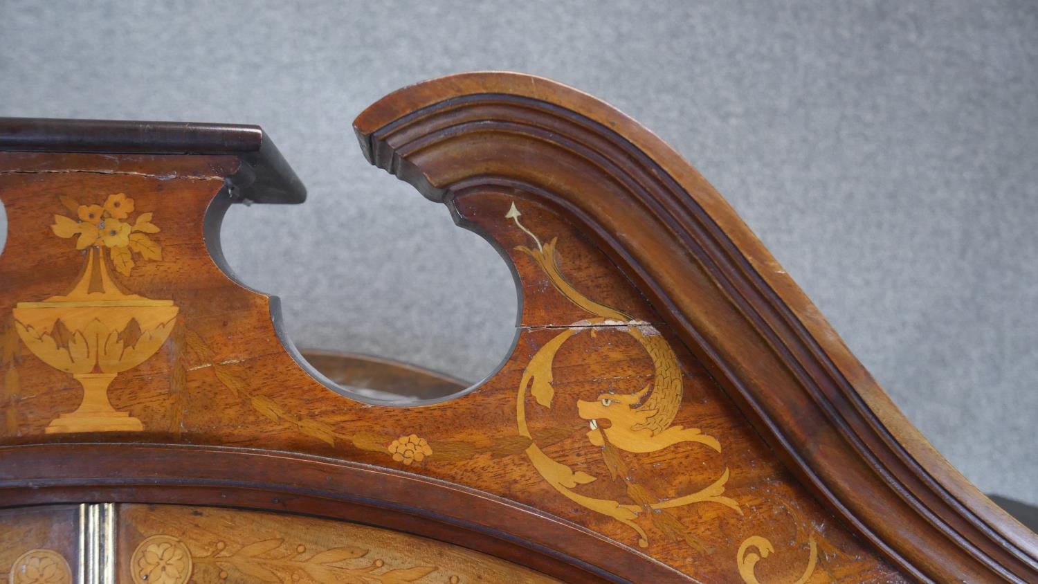 An Edwardian mahogany cylinder bureau bookcase with profuse all over satinwood Ho Ho bird, dragon, - Image 4 of 6