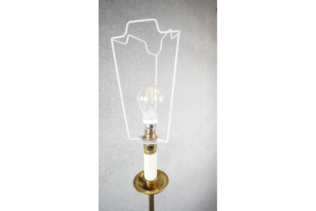 A vintage solid brass candle design height adjustable standard lamp with ridged circular base. H.167 - Image 2 of 6