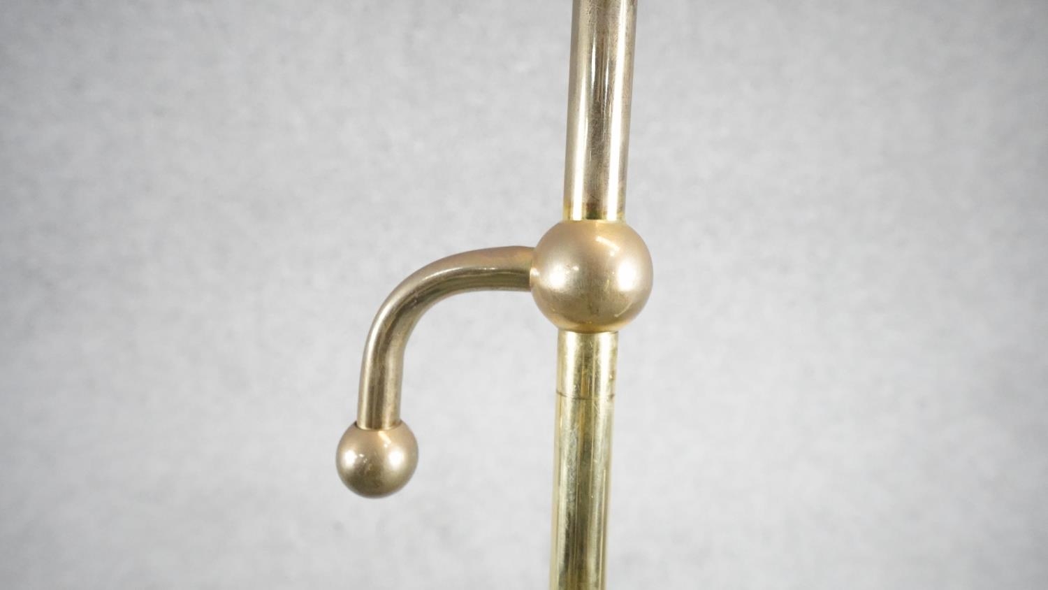 A vintage solid brass height adjustable arched design standard lamp with weighted circular base - Image 3 of 7