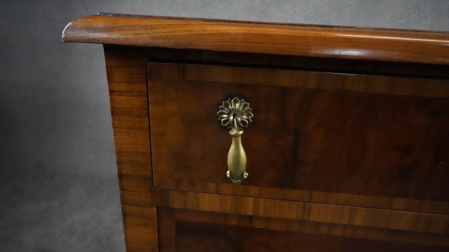 A William and Mary style oyster veneer chest with walnut crossbanding and satinwood stringing and - Image 7 of 12
