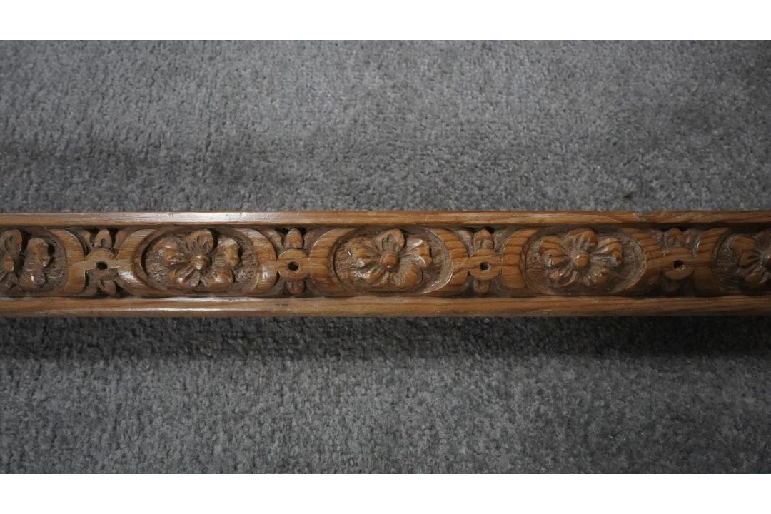 A George II mid 18th century pine breakfront chimney piece architrave carved with acanthus, egg and - Image 5 of 8