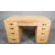 A mid century vintage limed oak pedestal desk with two banks of drawers and central frieze drawer - Image 1 of 9