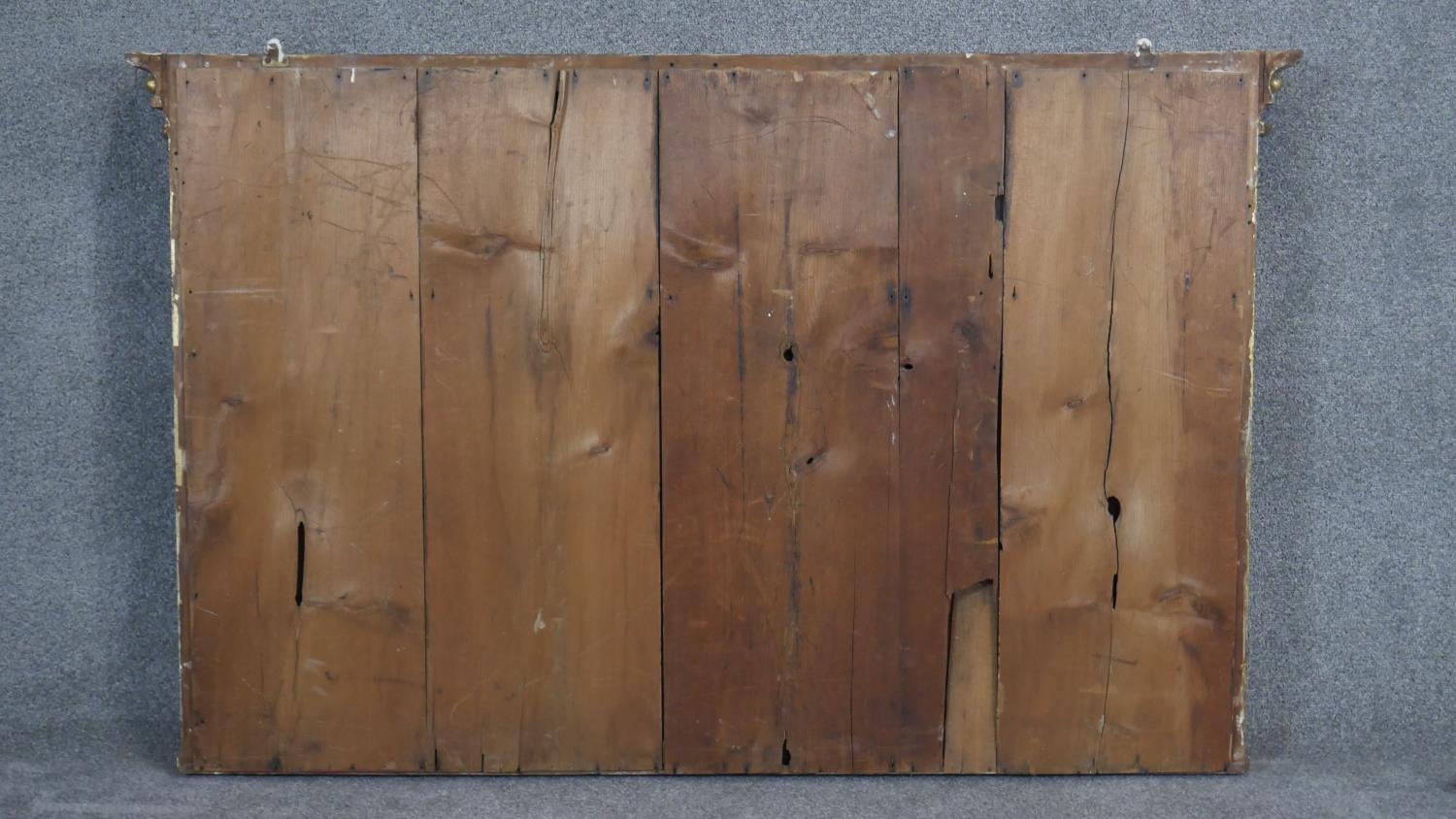 A Regency gilt overmantel mirror with ball decorated architectural cornice above frieze with - Image 5 of 6