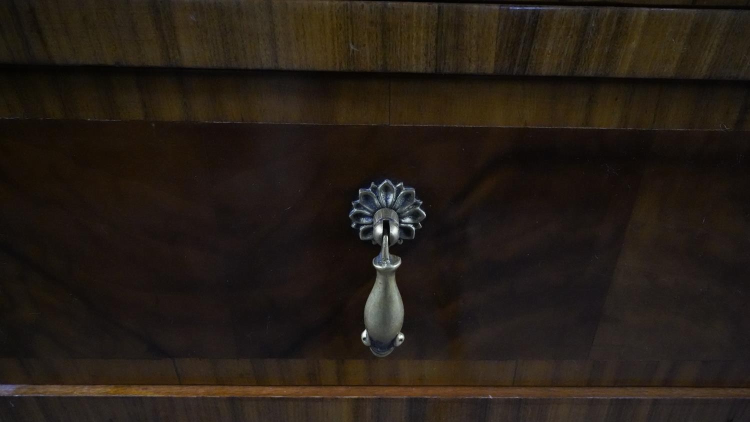 A William and Mary style oyster veneer chest with walnut crossbanding and satinwood stringing and - Image 8 of 12