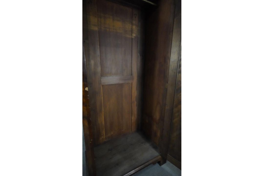 A mid century early Georgian style burr walnut wardrobe with panel door enclosing hanging space on - Image 7 of 10