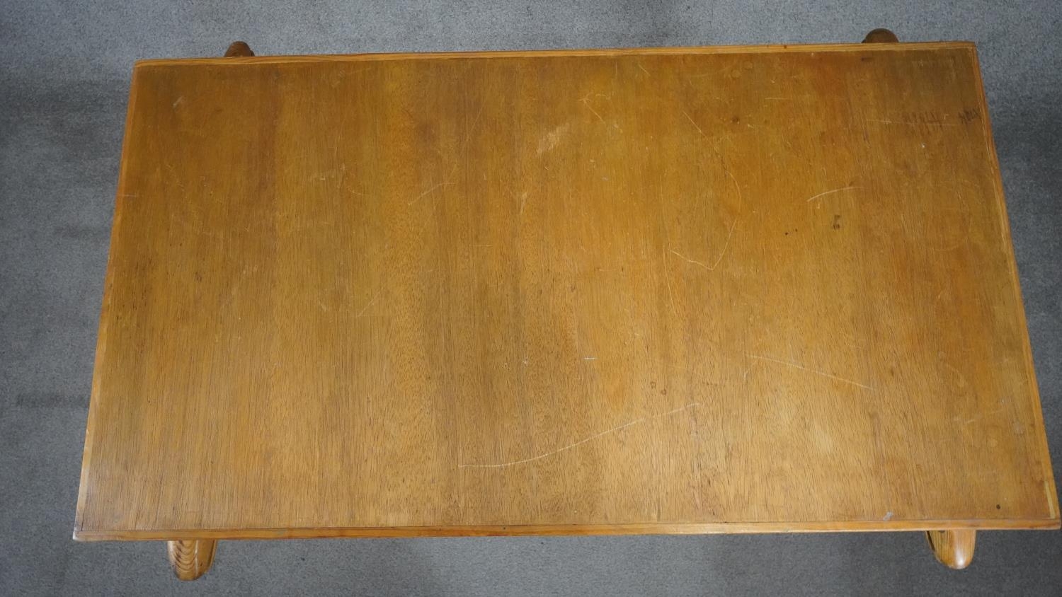 An oak and pine centre table with carved animal masks to each support. H.70cm - Image 5 of 5