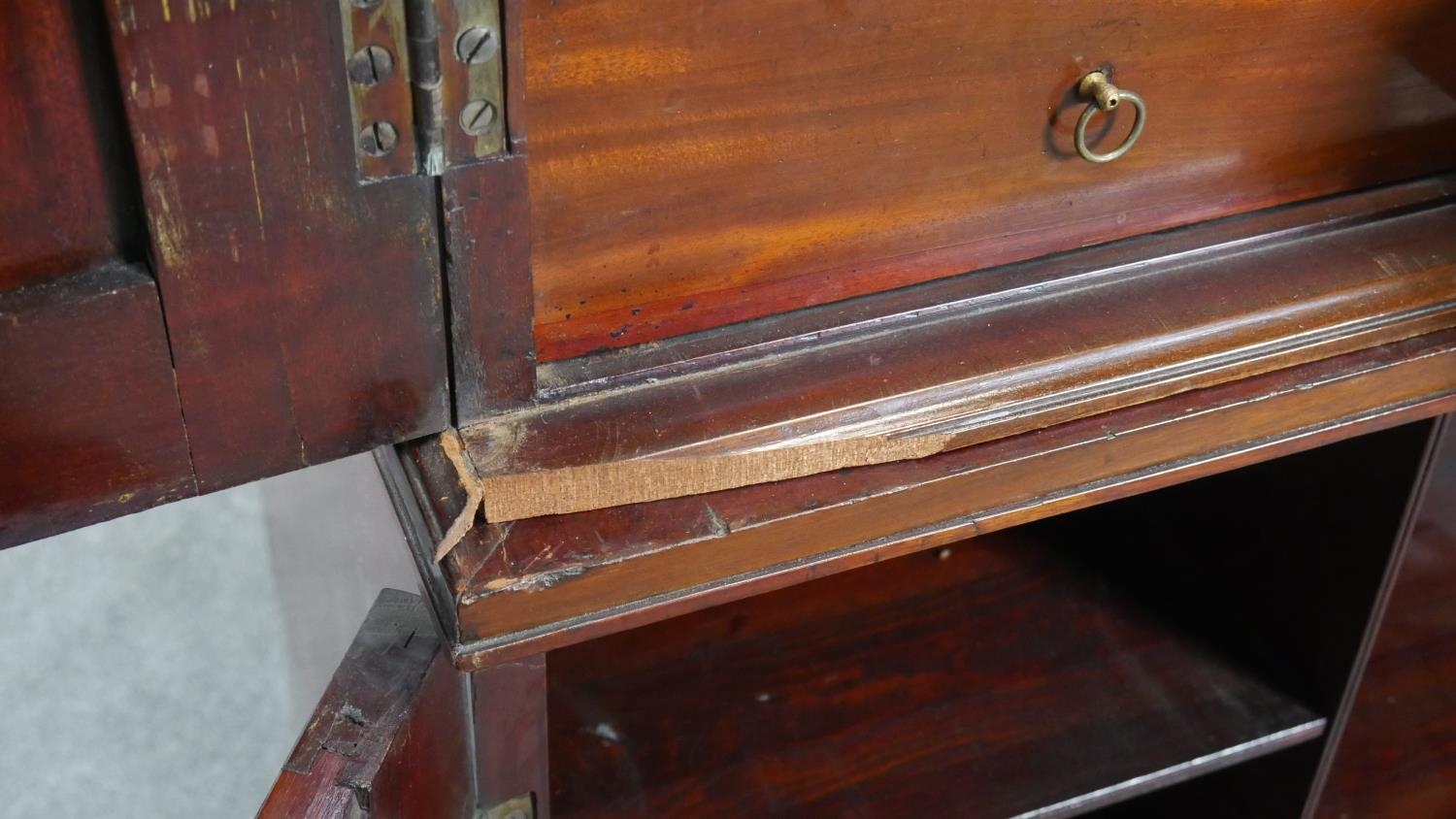 An early 19th century mahogany estate cabinet, the dentil cornice above fielded panel doors - Image 2 of 8