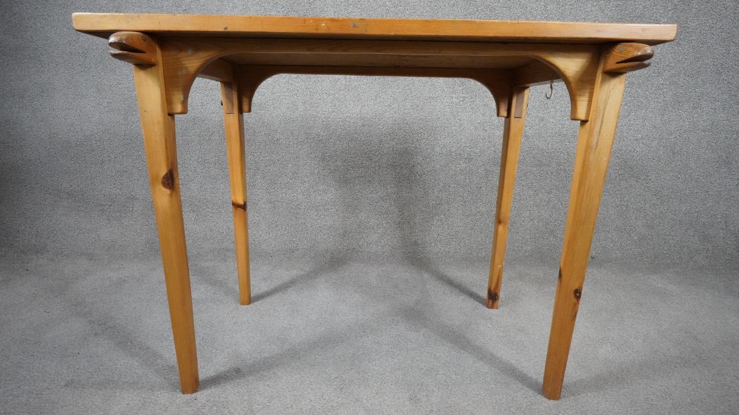 An oak and pine centre table with carved animal masks to each support. H.70cm - Image 2 of 5