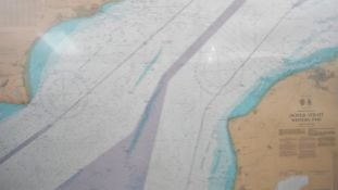 A framed and glazed map of the Dover Straight, Western Part from the International Chart Series. H.