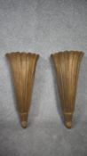 A pair of carved fluted tapering giltwood acanthus design theatre lights. H.66cm
