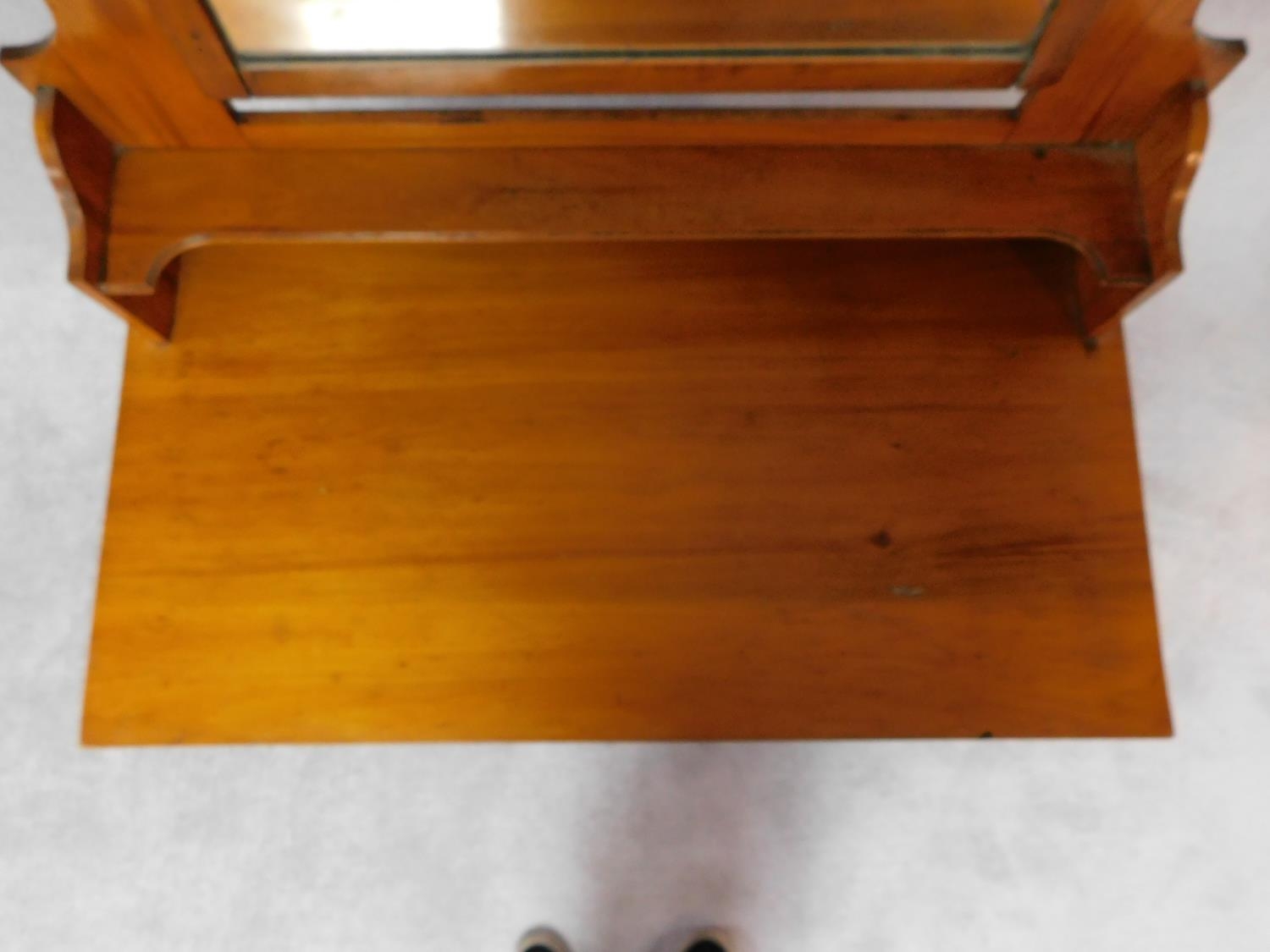 A Victorian satin walnut dressing chest with swing mirror above three long drawers. H.160 W.90 D. - Image 3 of 4