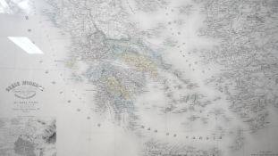 Victor Levasseur- A large framed and glazed 19th century steel engraved map of Greece and Grecian