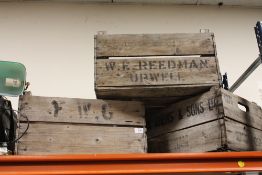 THREE VINTAGE WOODEN APPLE CRATES