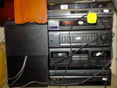 A SONY STACKING STEREO PLUS SPEAKERS