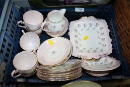 A SMALL TRAY OF CHINA TO INCLUDE ROYAL GRAFTON AND ROYAL ALBERT EXAMPLES