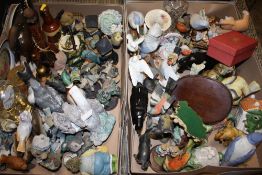 TWO TRAYS OF CERAMIC FIGURES TO INCLUDE A BESWICK SHIRE MARE S/D