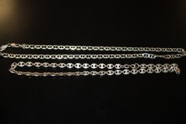 TWO STERLING SILVER NECKLACES, APPROX TOTAL WEIGHT 34G