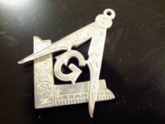 A SILVER MASONIC PENDANT, APPROX TOTAL WEIGHT 11.8G