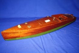 A VINTAGE HAND BUILT WOODEN 'GREYHOUND I' POND YACHT