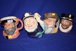 FOUR LARGE ROYAL DOULTON CHARACTER JUGS COMPRISING FALSTAFF D6287, OLD SALT D6551, ROBINSON CRUSOE