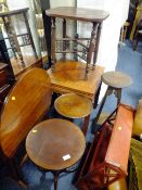A SELECTION OF OCCASIONAL TABLES AND STANDS TO INCLUDE ONE WITH MOTHER OF PEARL INLAY (7)