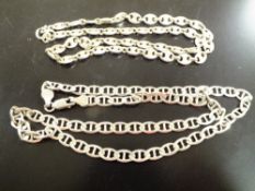 TWO STERLING SILVER CHAINS, APPROX TOTAL WEIGHT 32.7G