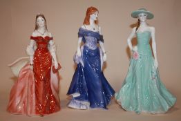 THREE ROYAL WORCESTER LADY FIGURES TO INCLUDE MIDNIGHT ENCOUNTER, PHILIPPA, AND SERENA