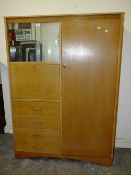 A VINTAGE LIGHT OAK COMBINATION WARDROBE H- 156 W-111 CM