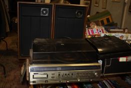 A WINTHRONIC PRESIDENT 5996 RECORD PLAYER WITH SPEAKERS TOGETHER WITH ANOTHER RECORD DECK (4)
