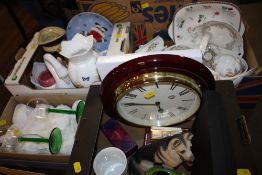 THREE BOXES OF CERAMICS AND GLASSWARE AND CERAMICS TO INCLUDE AYNSLEY