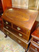 A VINTAGE MAHOGANY BUREAU WITH BALL AND CLAW FEET W-92 CM