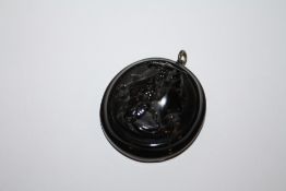 A JET CAMEO PENDANT, W 4 cmCondition Report:One / two imperfections to top, one of which is possible