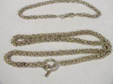 A STERLING SILVER NECKLACE AND BRACELET, APPROX TOTAL WEIGHT 34.5G
