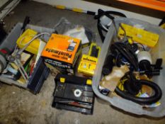 A SELECTION OF TOOLS AND PARTS TO INCLUDE PAINTING ITEMS ETC