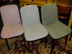 A HARLEQUIN SET OF 3 MODERN 'MACAN' DINING CHAIRS