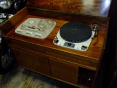 A RETRO TEAK CASED ' GARRARD MODEL 301' RADIOGRAMME WITH STELLAPHONE REEL 2 REEL PLAYER H-80 W-95