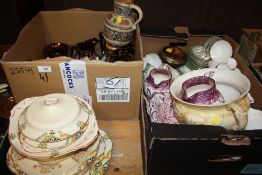 TWO BOXES OF CHINA AND CERAMICS